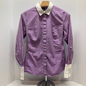 Falconnable Womens Purple Long‎ Sleeve Button Down Shirt Contrasting Cuff Size 6